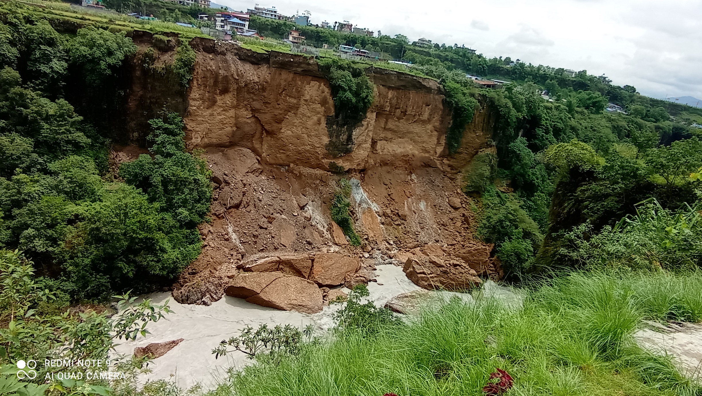 The water source supply destroyed as a result of a landslide